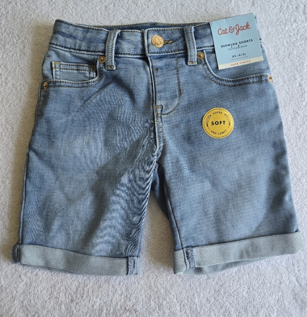 Cat & Jack Light Blue Denim Shorts Size Xs 4-5 r